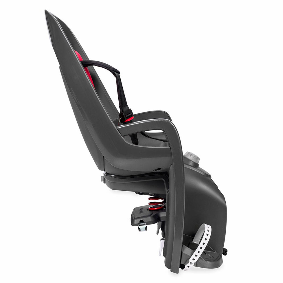 Hamax Caress barnastóll, hjólastóll, farangursgrindarfesting, grár/rauður