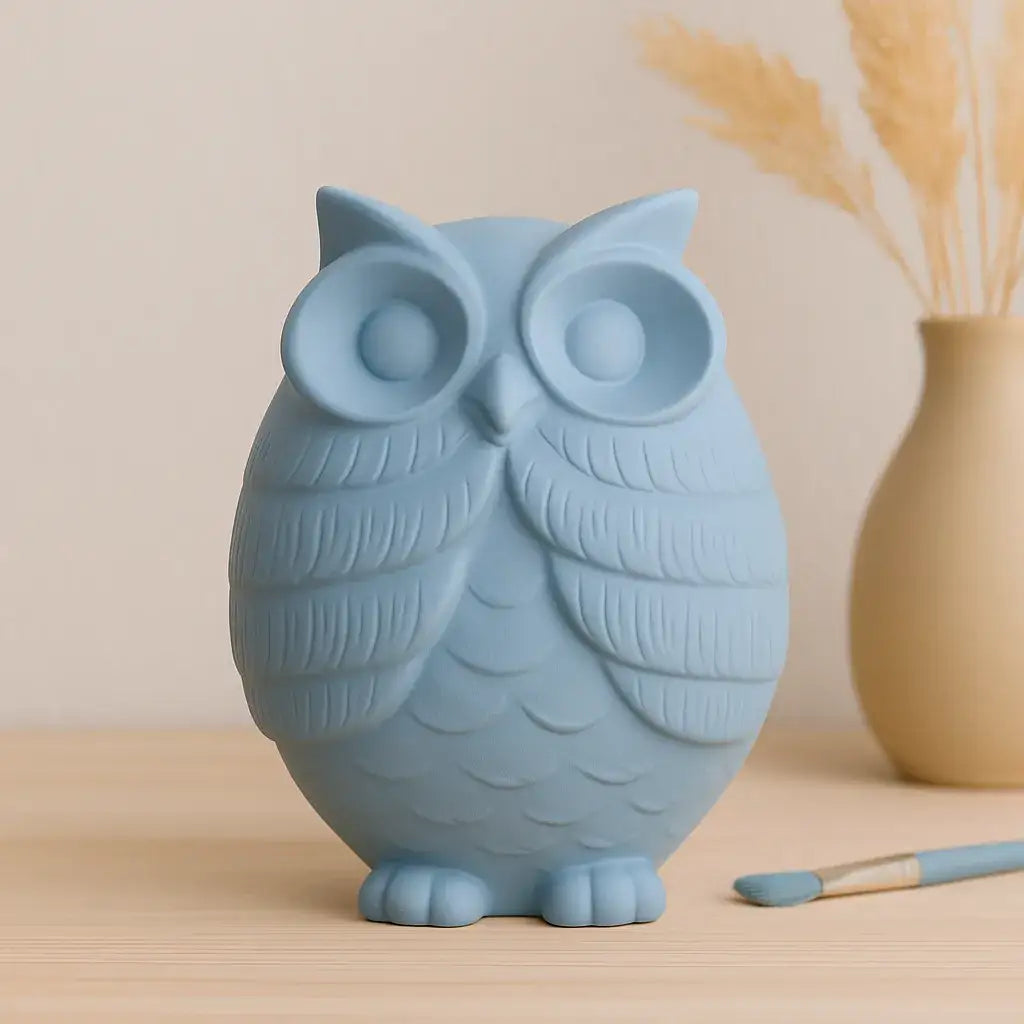 Eulefigur „Nichts Böses sagen“ – Handgemachte Deko mit Symbolkraft