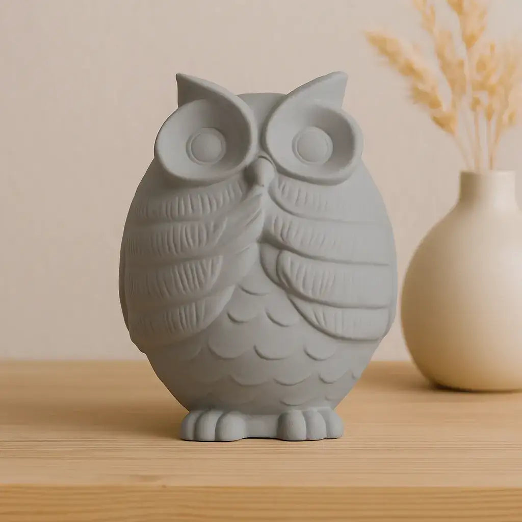 Eulefigur „Nichts Böses sagen“ – Handgemachte Deko mit Symbolkraft