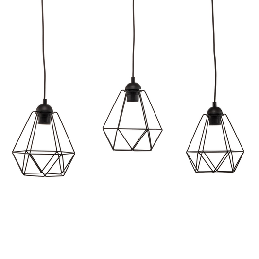 B-flokks Acero hengiljós með búrskjám, þriggja ljósa loftlampi, loftljós, lampi