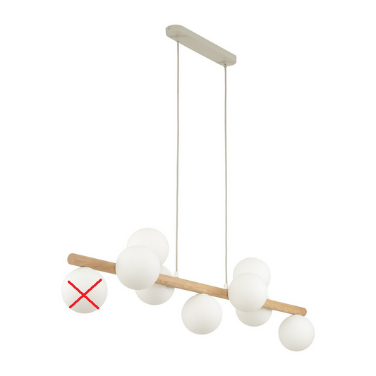 Hengilampi Estera úr ópalgleri og níu perum úr tré, á lager. Sjá texta/mynd.