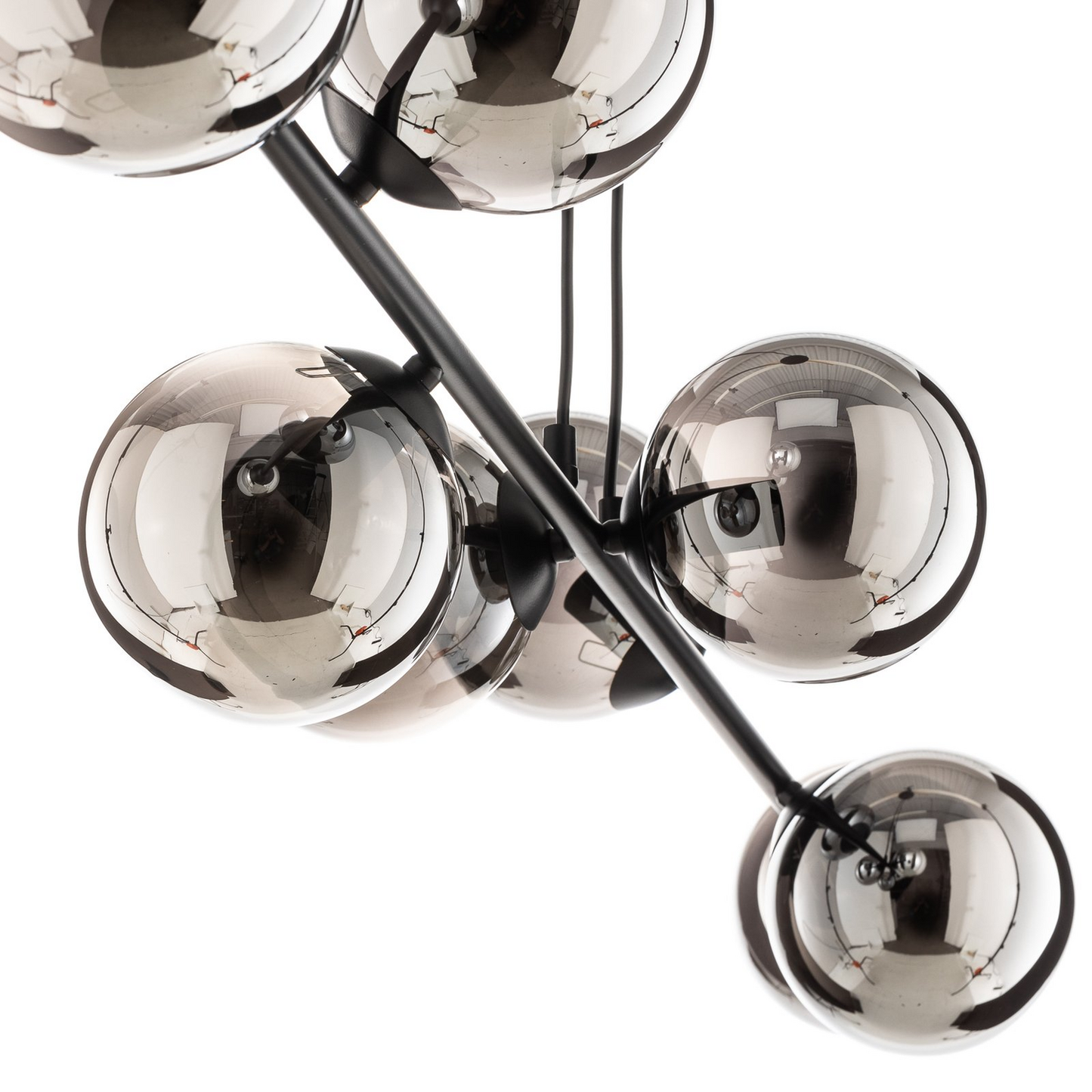 B-grade Euluna pendant light, hanging lamp, lamp, light, Glassy 8-light glass shade, graphite