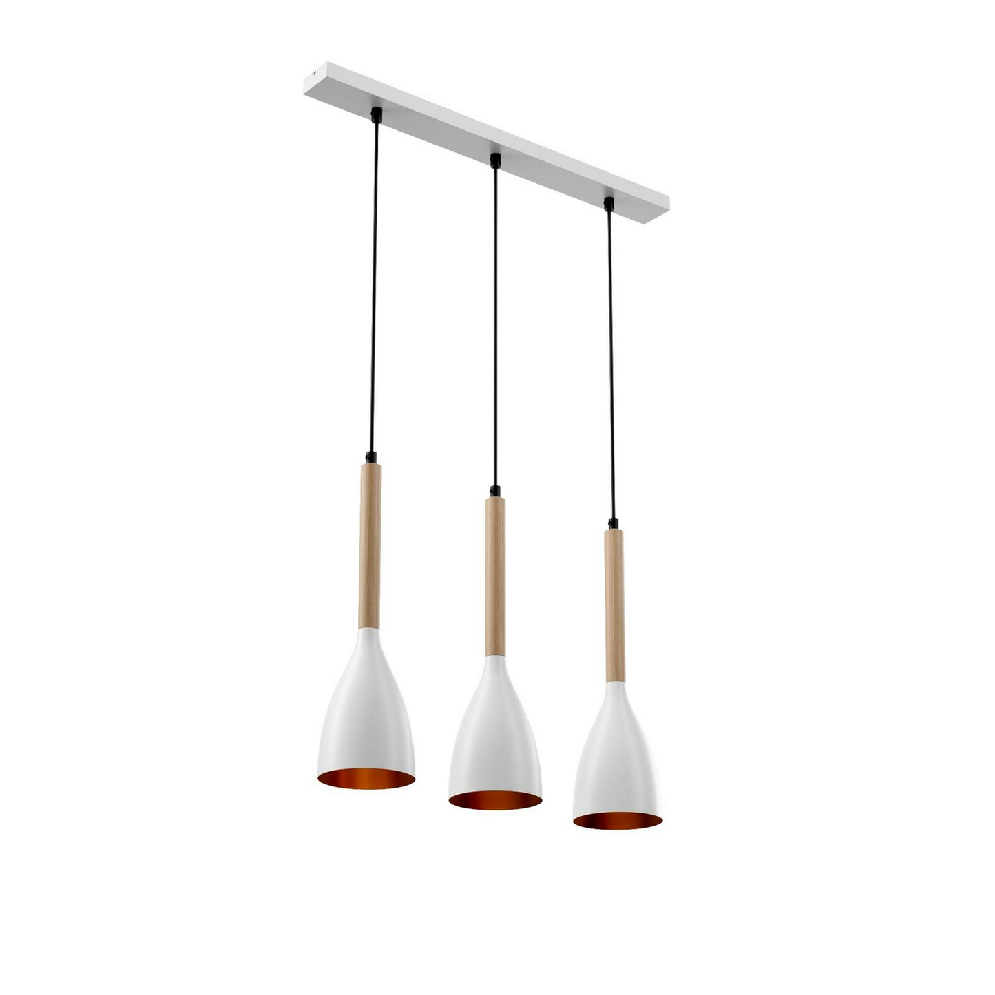 Euluna hengiljós Muza hengiljós með þremur perum E27 hvítum viði 