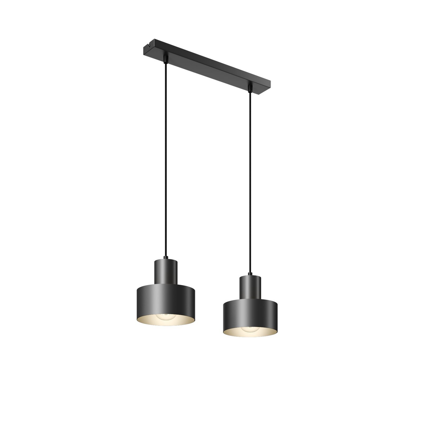 B-grade Euluna pendant light, hanging lamp, linear, two-light, black steel 