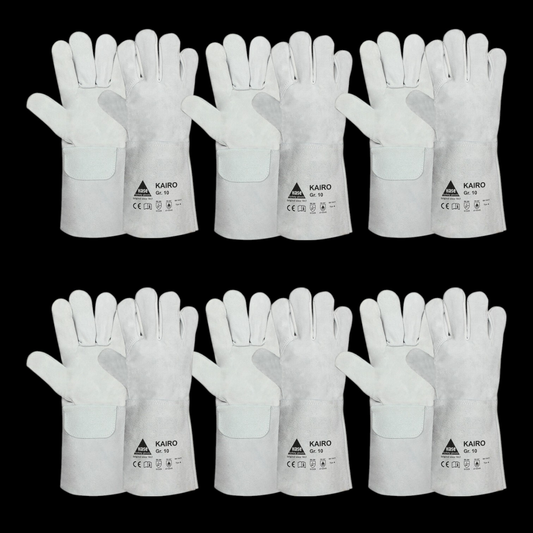 B-flokks Hase Kairo suðuhanskar, vinnuhanskar, klofinn kúaleður, stærð 9, 6 sett