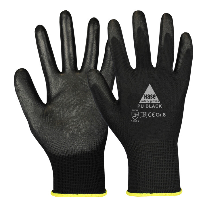 B-grade Hase assembly gloves, work gloves, hand protection, black, size 8, 29 pairs