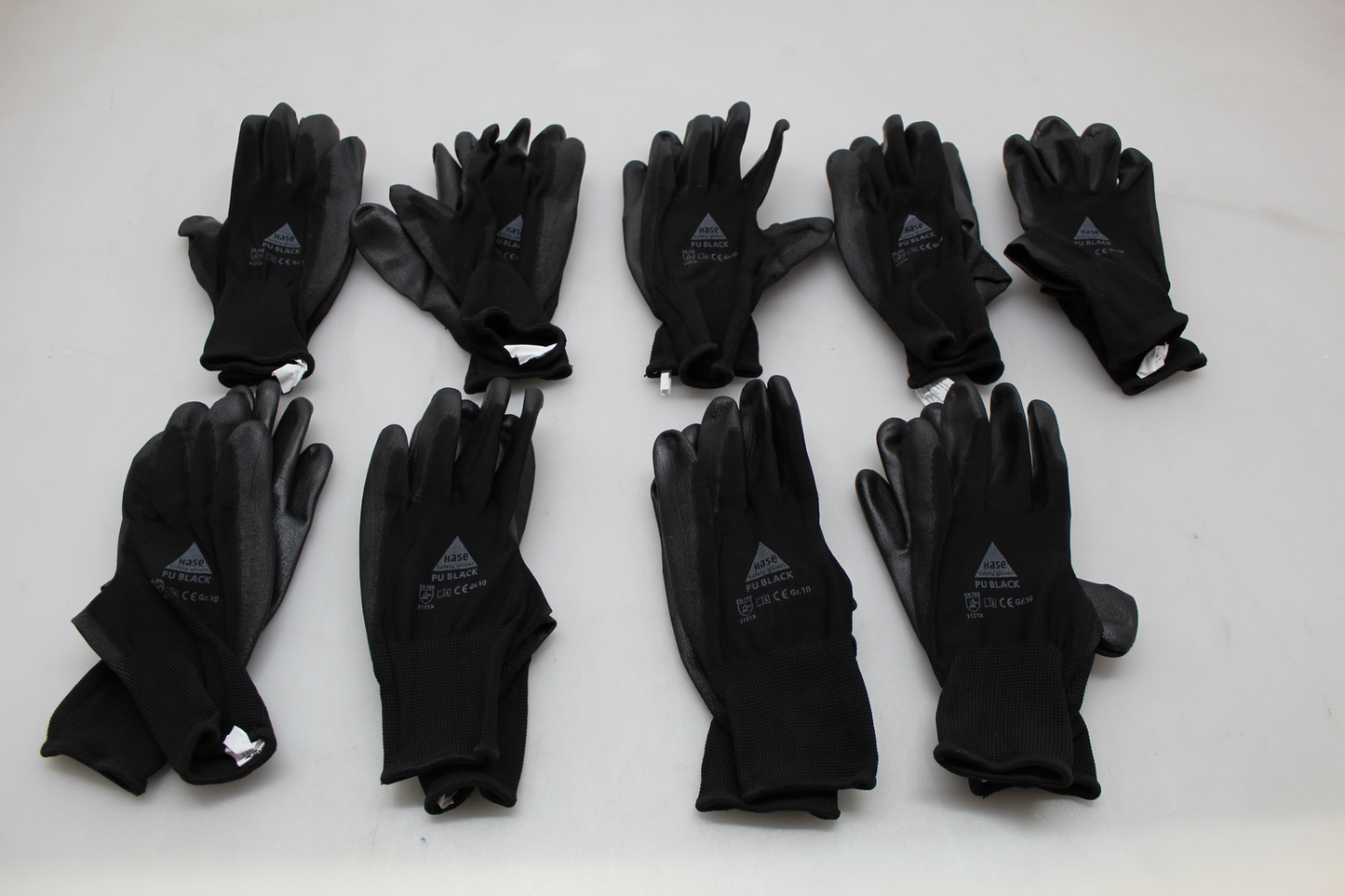 Samsetningarhanskar frá Hase, B-flokks, fínprjónaðir, svartir, stærð 10, flokkur II, 9 pör