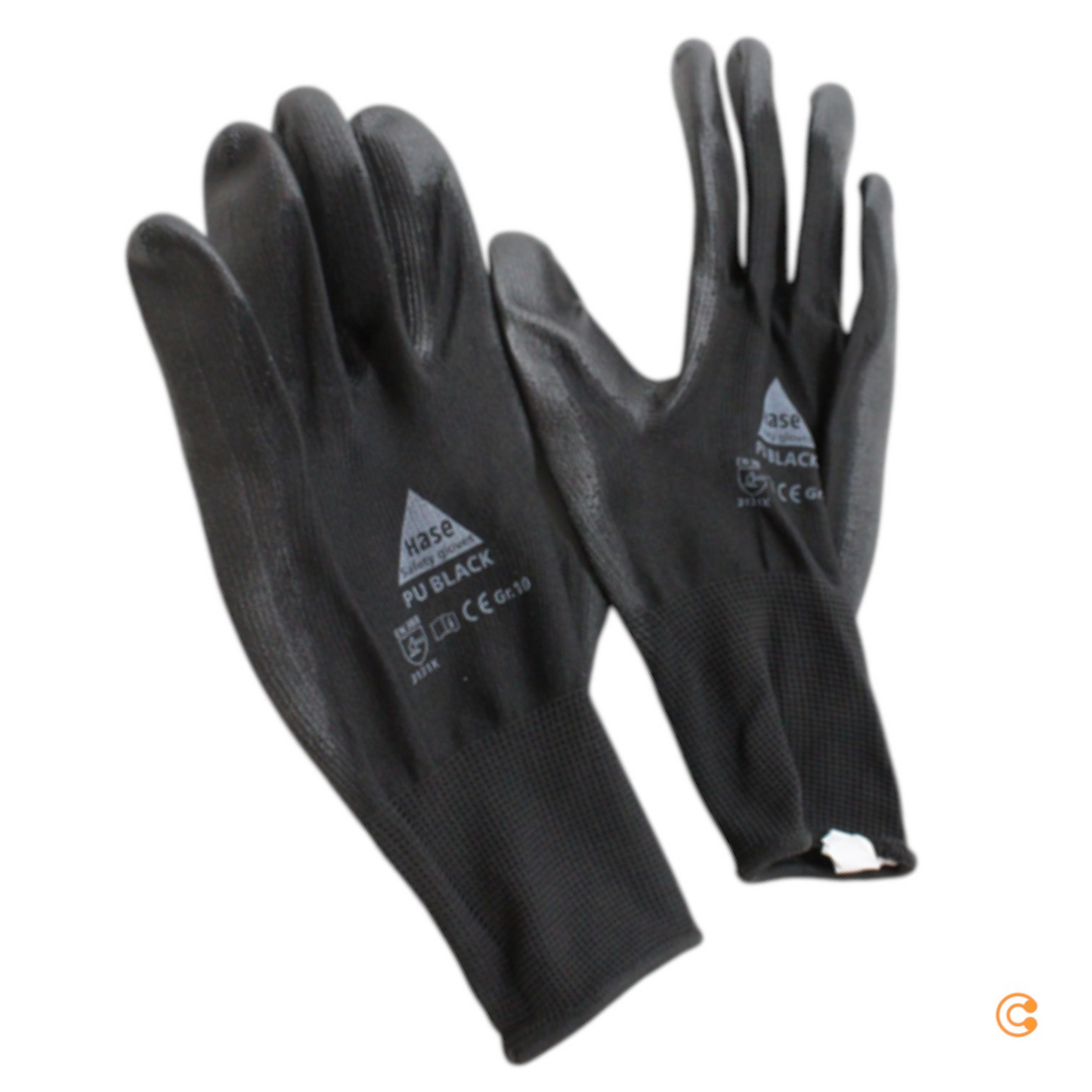 Samsetningarhanskar frá Hase, B-flokks, fínprjónaðir, svartir, stærð 10, flokkur II, 9 pör