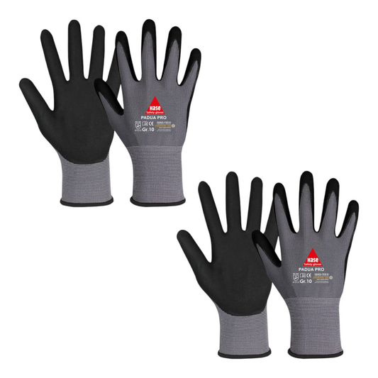 Öryggishanskar frá Hase í B-flokki, vinnuhanskar, stærð 8, samsetningarhanskar, 2 stykki