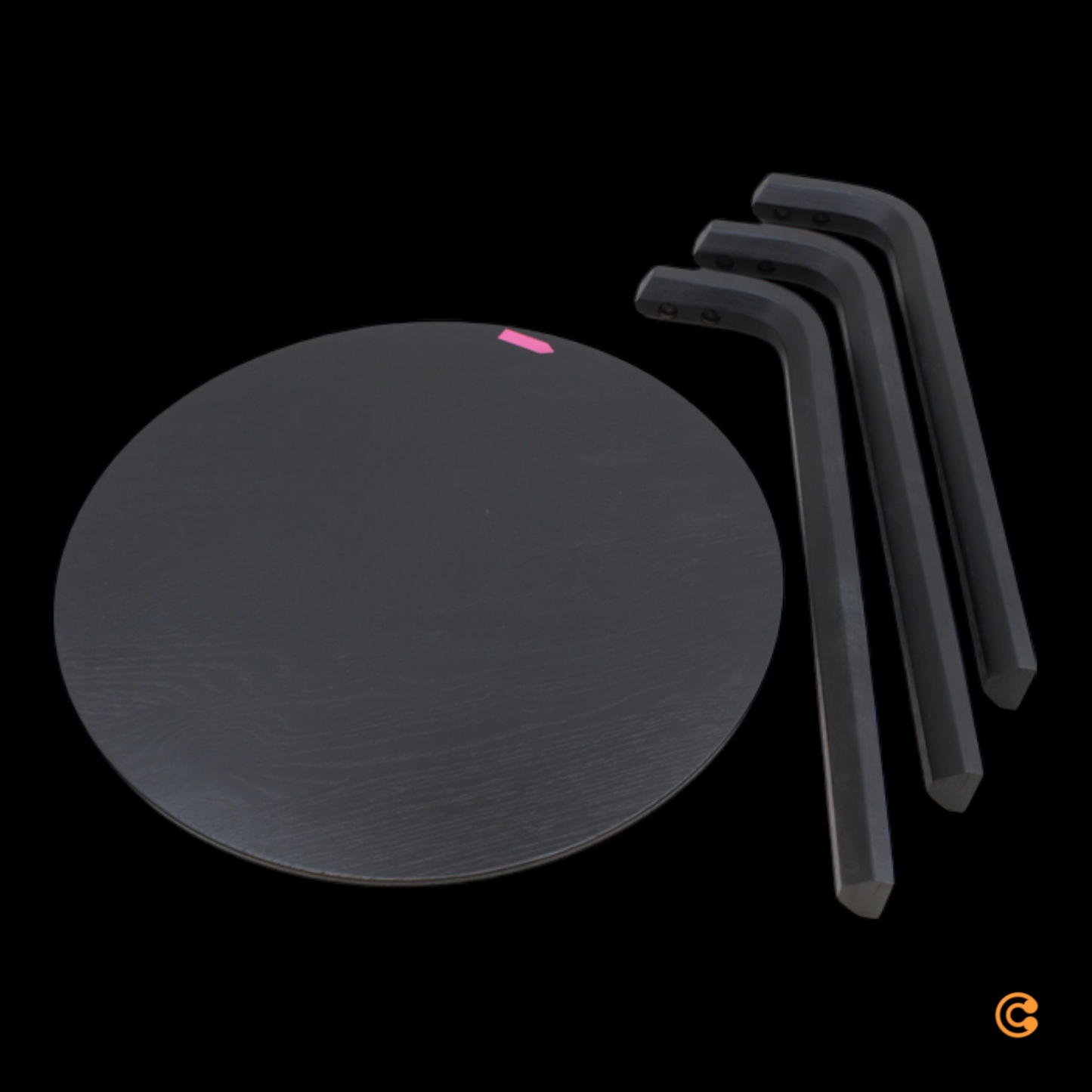 Hliðarborð frá Hay Bella, svart, ø 45 cm, hæð 49 cm, úr eik. Sjá texta/myndir.