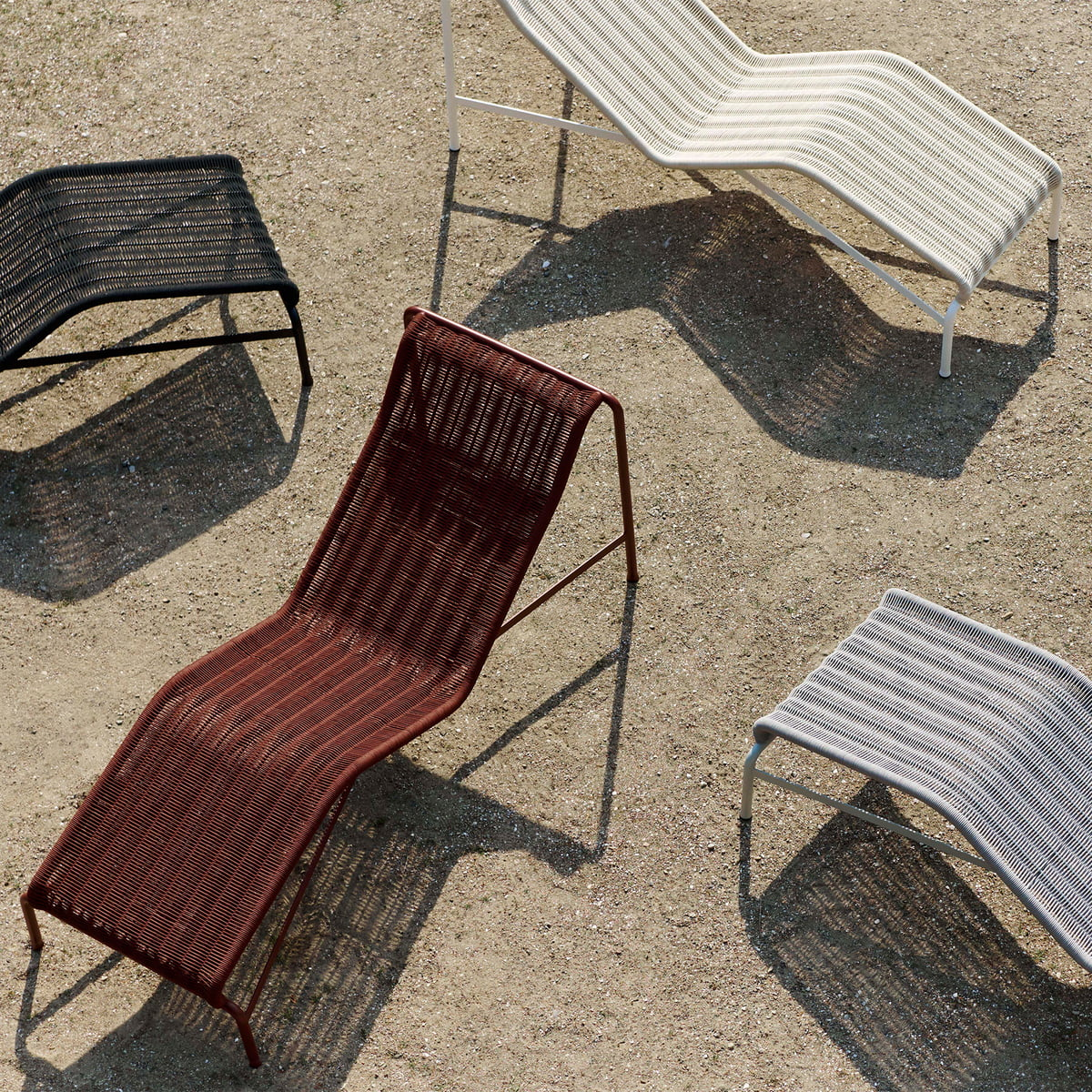 Sólstóll frá Hay Palissade í B-flokki, garðstóll, chaiselong, úti, kremhvítur