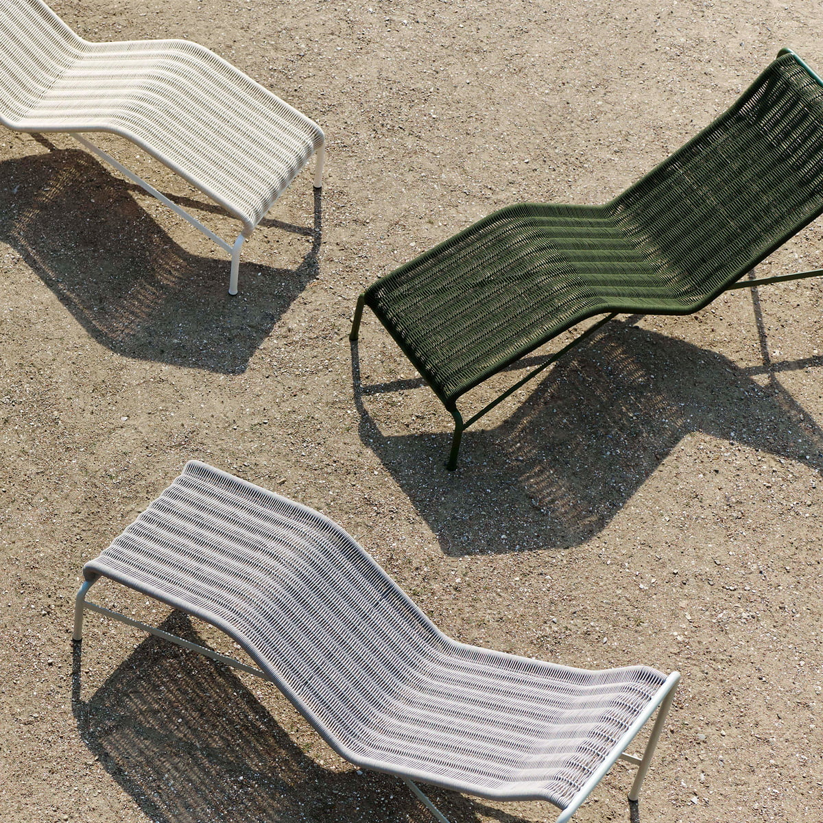 Sólstóll frá Hay Palissade í B-flokki, garðstóll, chaiselong, úti, kremhvítur