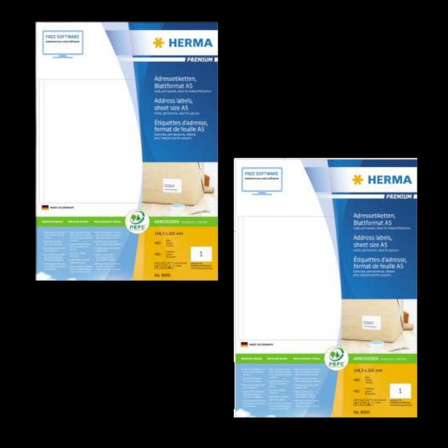 B-grade Herma 8690 148.5 x 205 mm 400 pieces Address Labels Universal Label 2 pieces