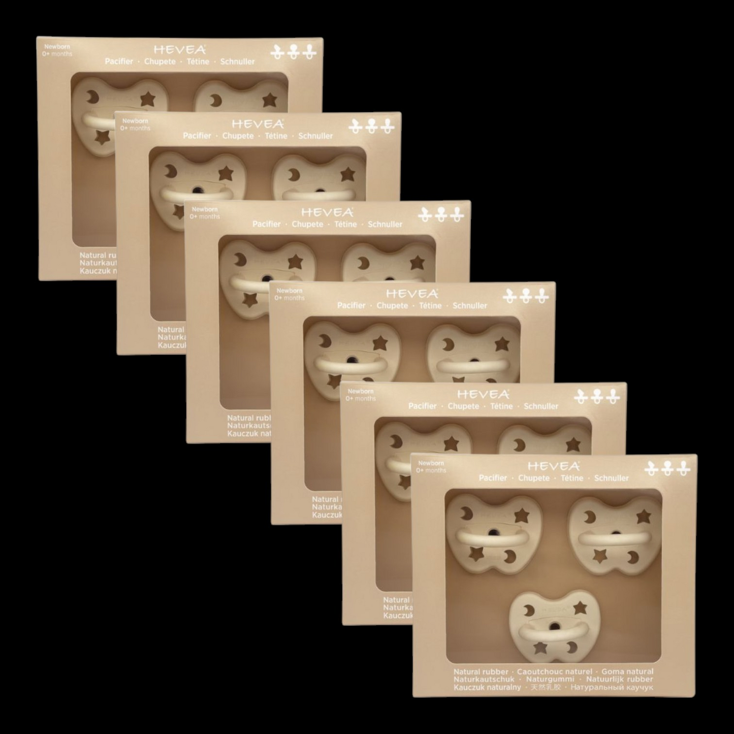 B-grade Hevea pacifiers, trial pacifiers for babies 0 months, 3-pack, Milky White, 6 sets