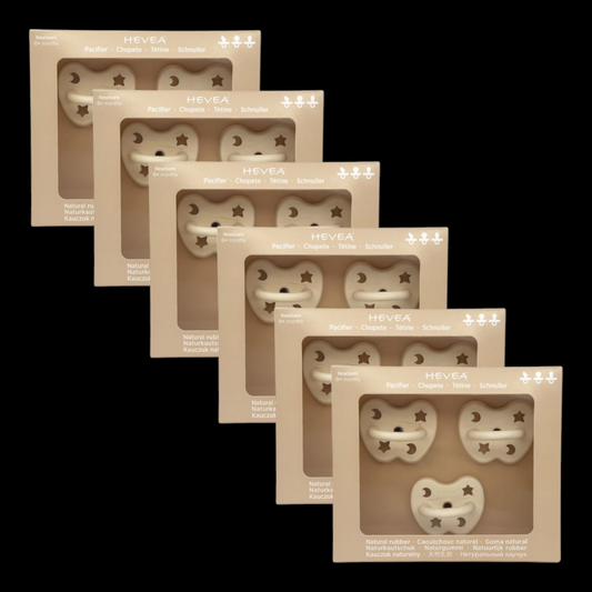 B-grade Hevea pacifiers, trial pacifiers for babies 0 months, 3-pack, Milky White, 6 sets