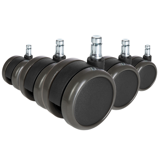 B-grade Hjh Office casters, twin casters, chair casters for hard floors, 10mm x 65mm, black, 5-pack