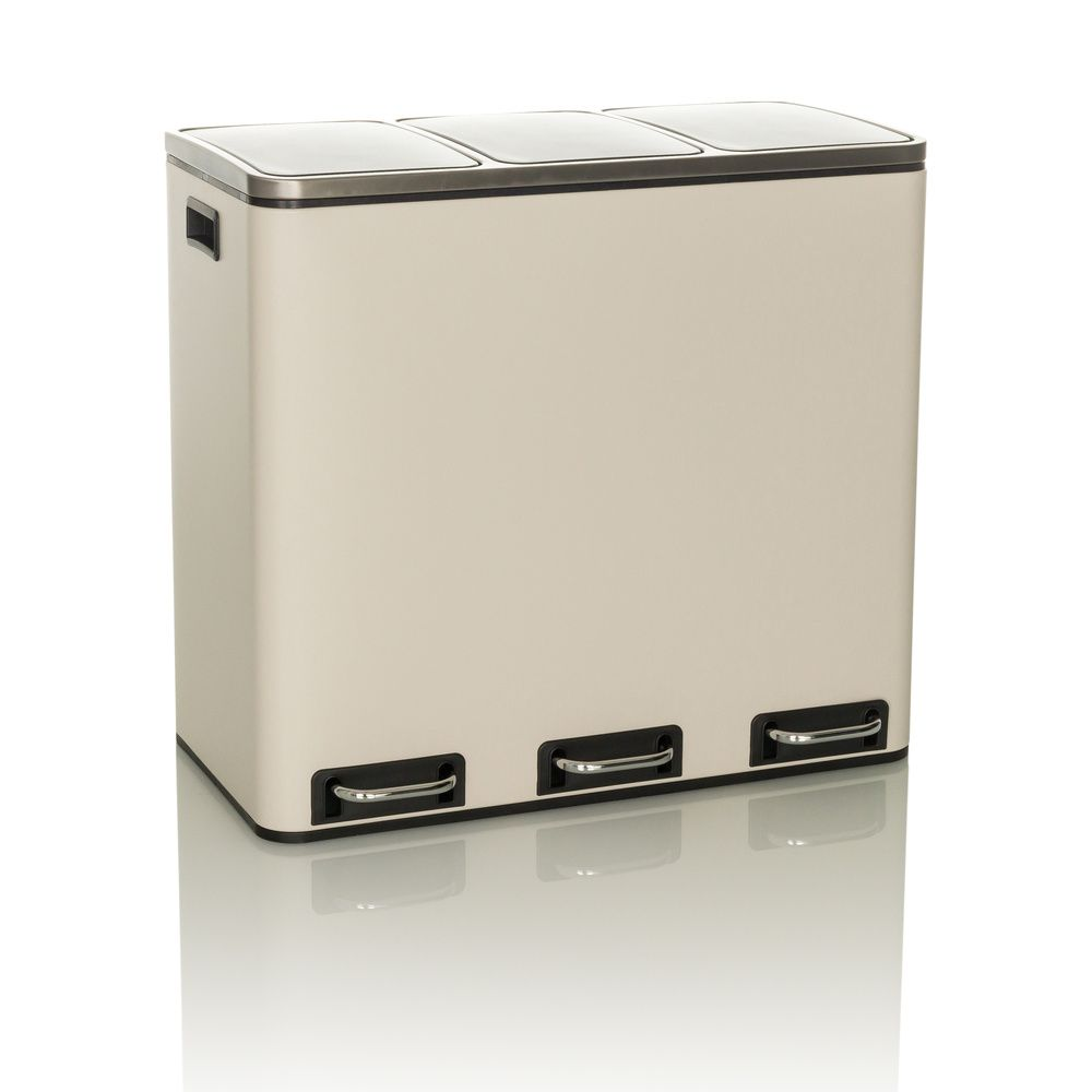 B-flokks Hjh skrifstofusorphirða, sorpflokkunarkerfi Clean Ix 54 L 3x18 L pedaltunna, ljósbrún 