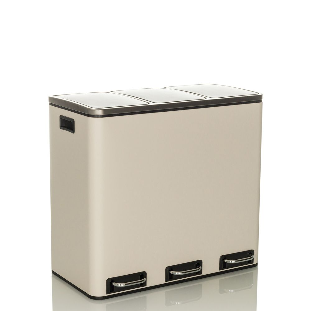 B-flokks Hjh skrifstofusorphirða, sorpflokkunarkerfi Clean Ix 54 L 3x18 L pedaltunna, ljósbrún 