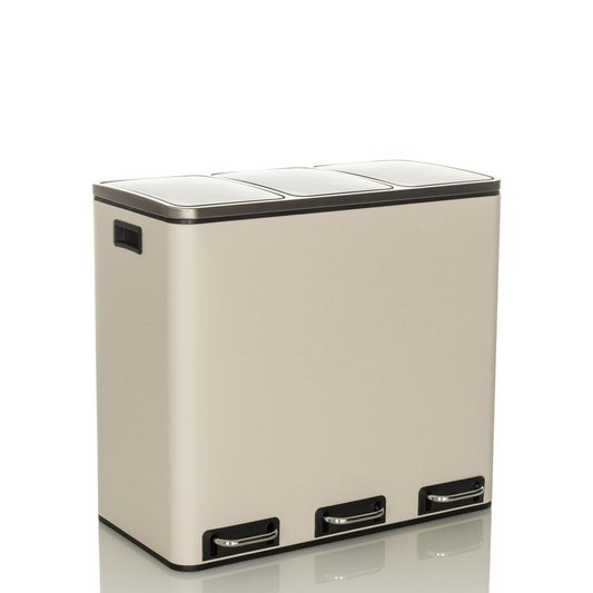 B-flokks Hjh skrifstofusorphirða, sorpflokkunarkerfi Clean Ix 54 L 3x18 L pedaltunna, ljósbrún 