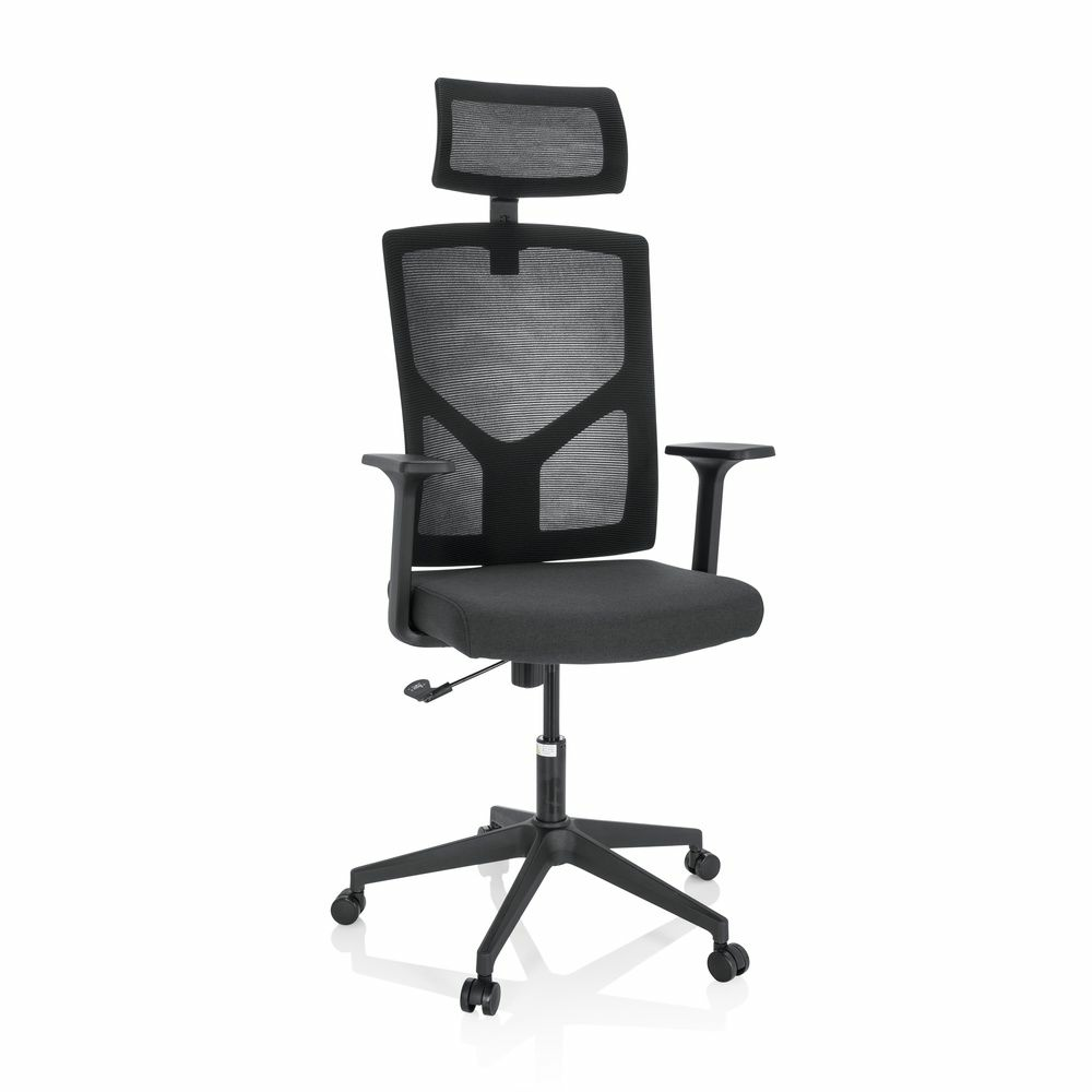 Snúningsstóll Hjh skrifstofustóll Breton B svartur skrifborðs- og tölvustóll úr möskvaefni