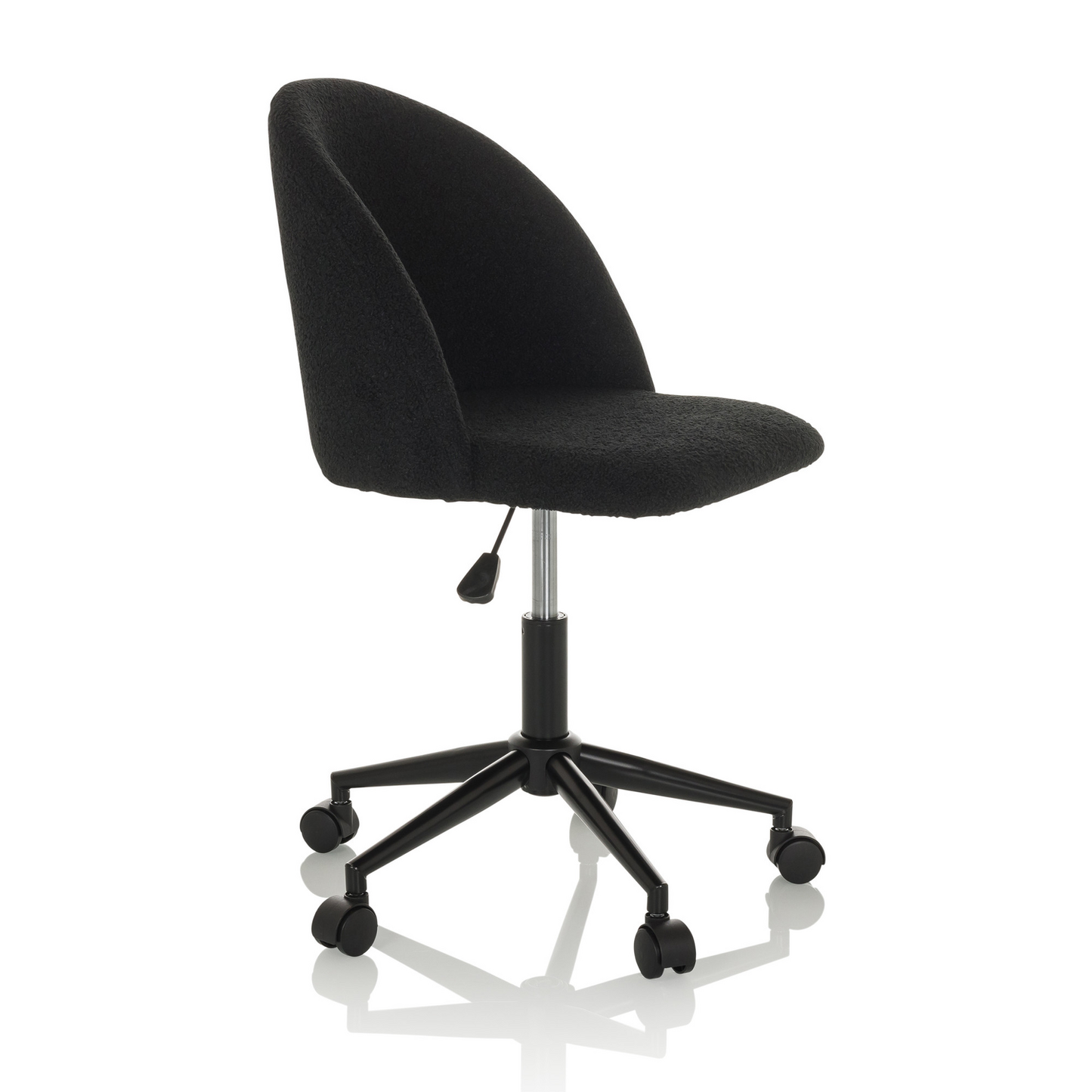 Snúningsstóll frá Hjh skrifstofu, Solao Ted B, svartur bouclé stóll, hægindastóll, húsgögn