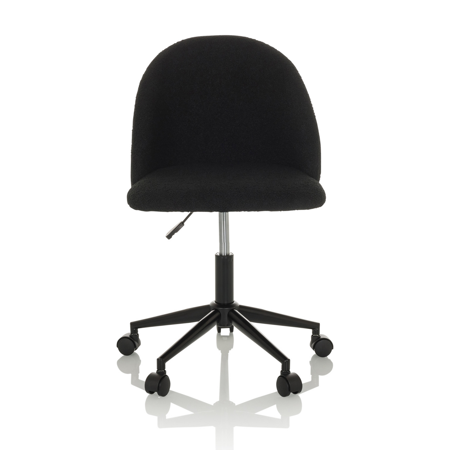 Snúningsstóll frá Hjh skrifstofu, Solao Ted B, svartur bouclé stóll, hægindastóll, húsgögn