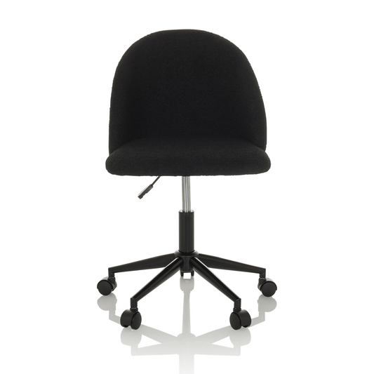Snúningsstóll frá Hjh skrifstofu, Solao Ted B, svartur bouclé stóll, hægindastóll, húsgögn