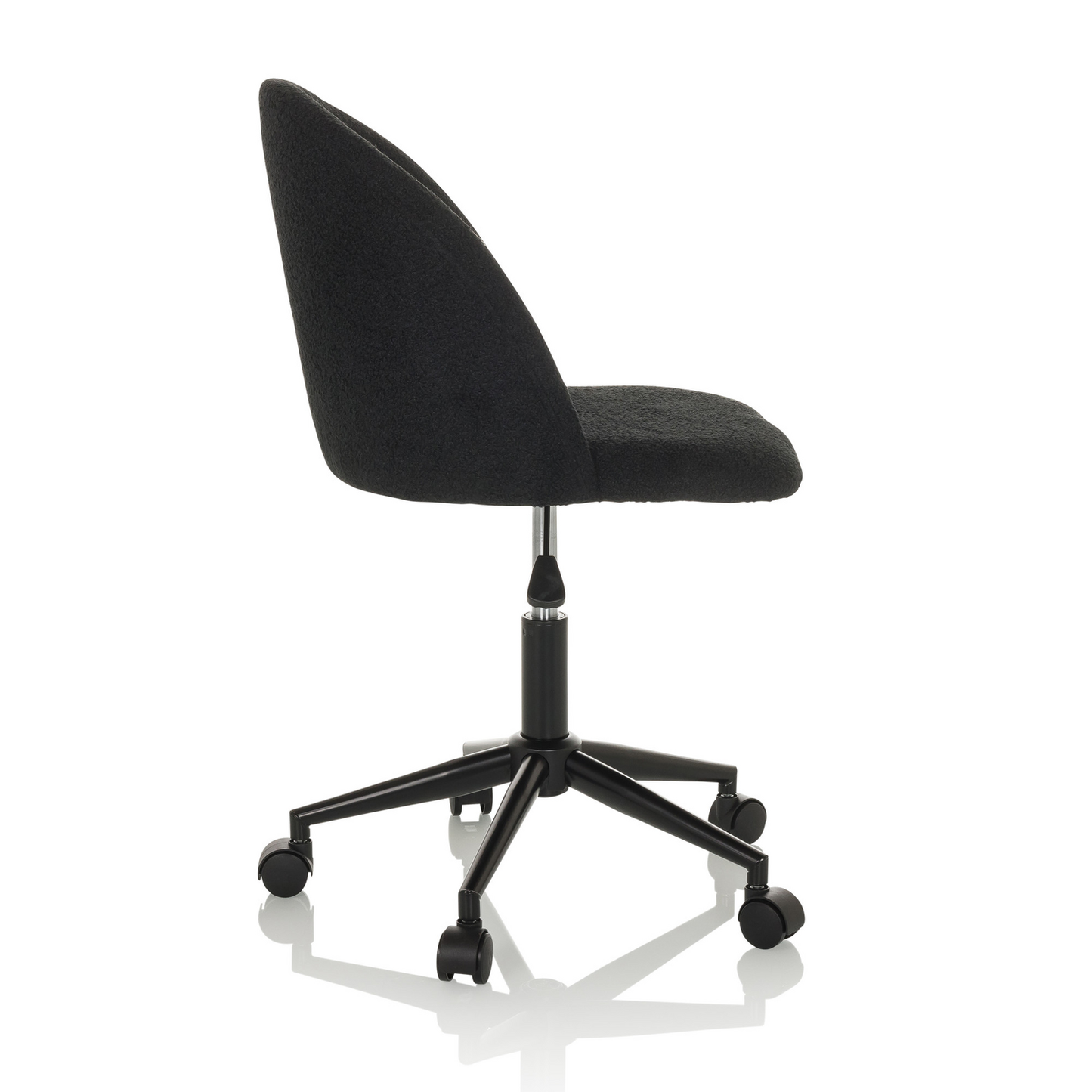 Snúningsstóll frá Hjh skrifstofu, Solao Ted B, svartur bouclé stóll, hægindastóll, húsgögn