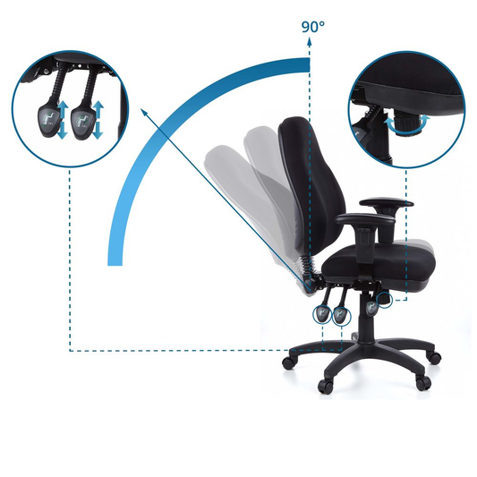 Snúningsstóll frá Hjh skrifstofu, Zenit Pro, tölvustóll, svartur, úr áklæði 