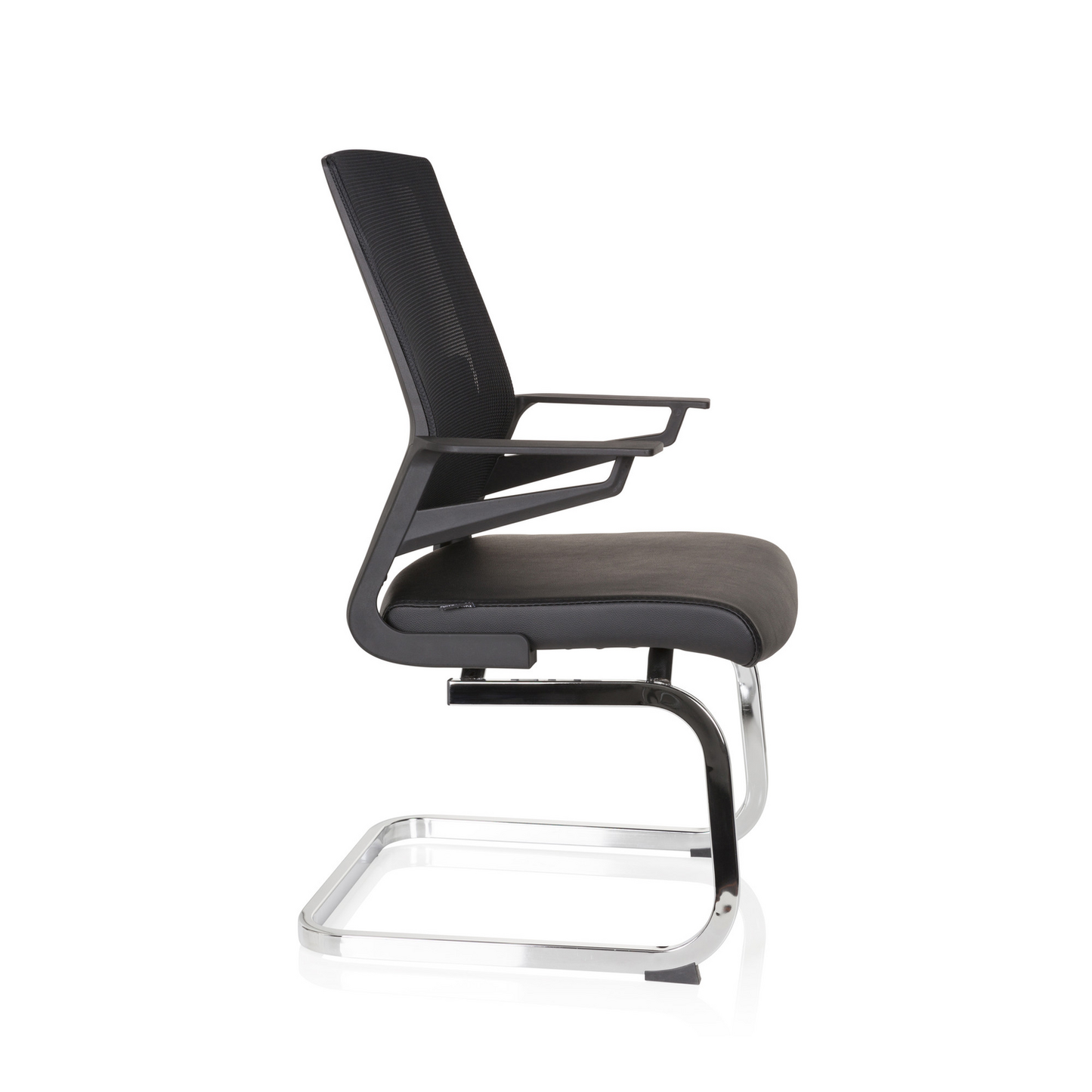 Hjh skrifstofustóll, sveigjanlegur stóll, svartur gervileður