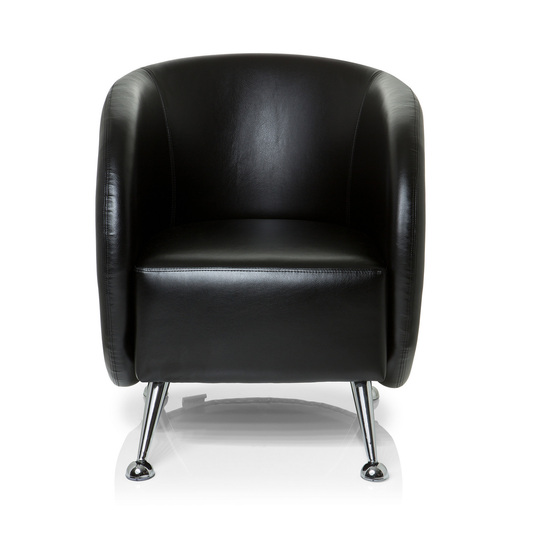 B-grade Hjh Office lounge chair, club chair, armchair, faux leather, black, armrests, base