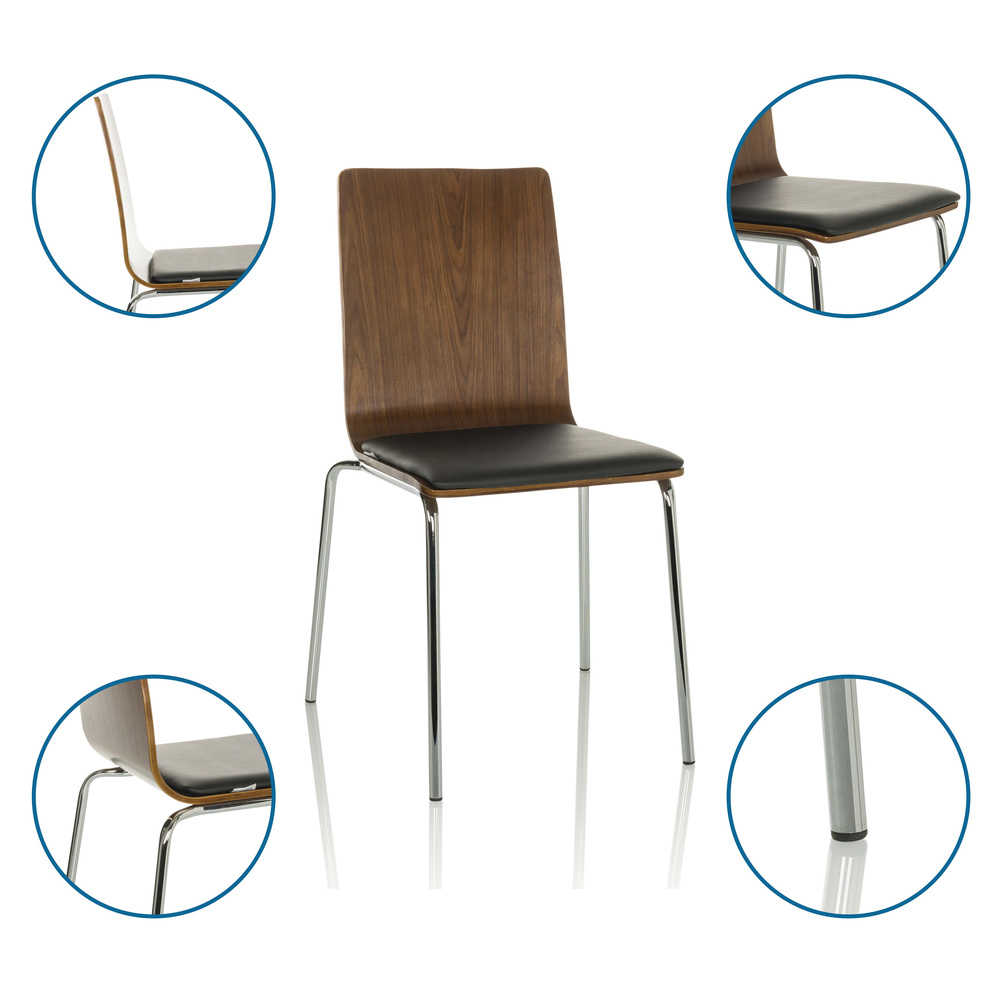 B-grade Hjh Office Peria conference chair, visitor chair, wooden shell, walnut, 2 pieces