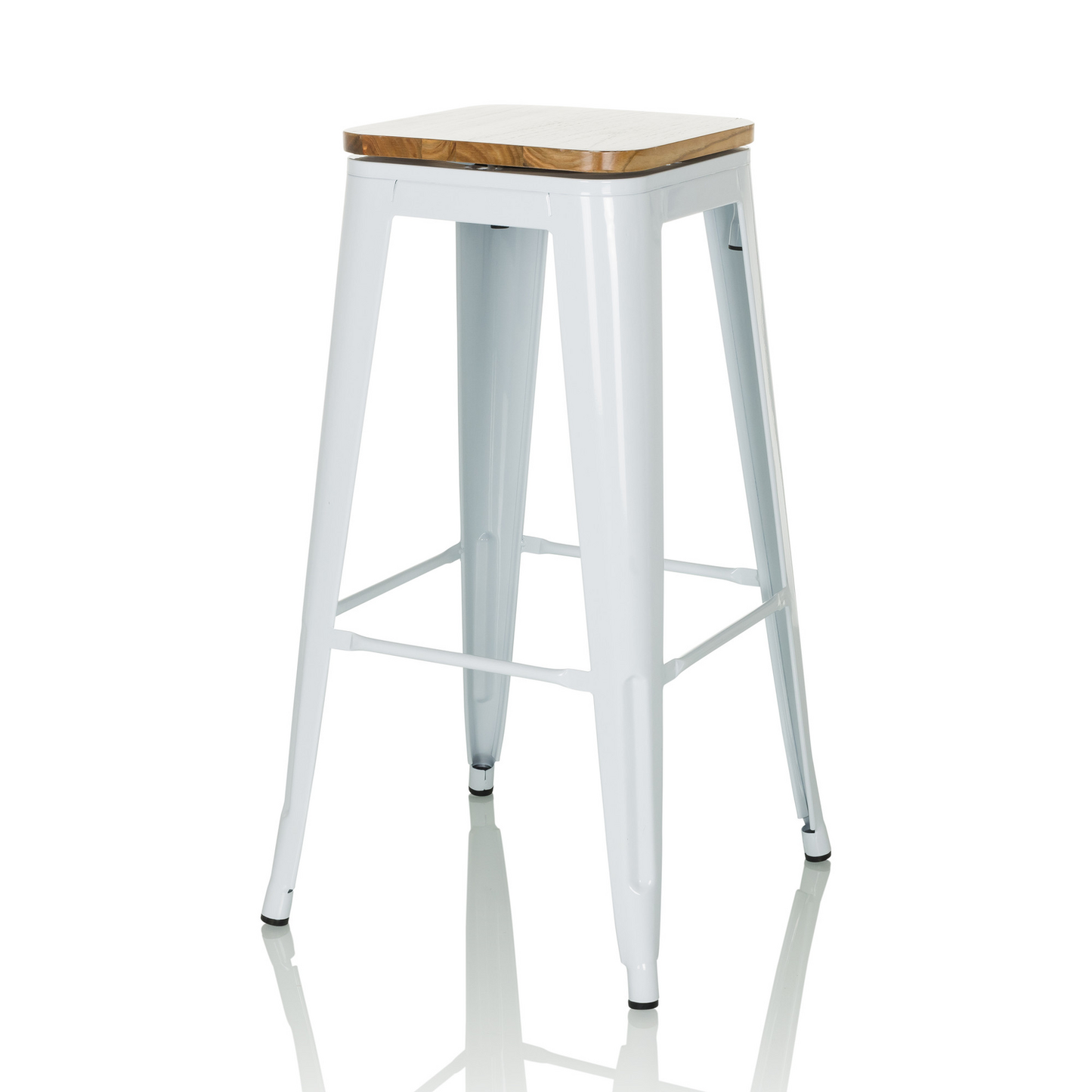 B-grade Hjh Office Vantaggio High Ws Metallic White Seat Real Wood Swivel Bar Stool