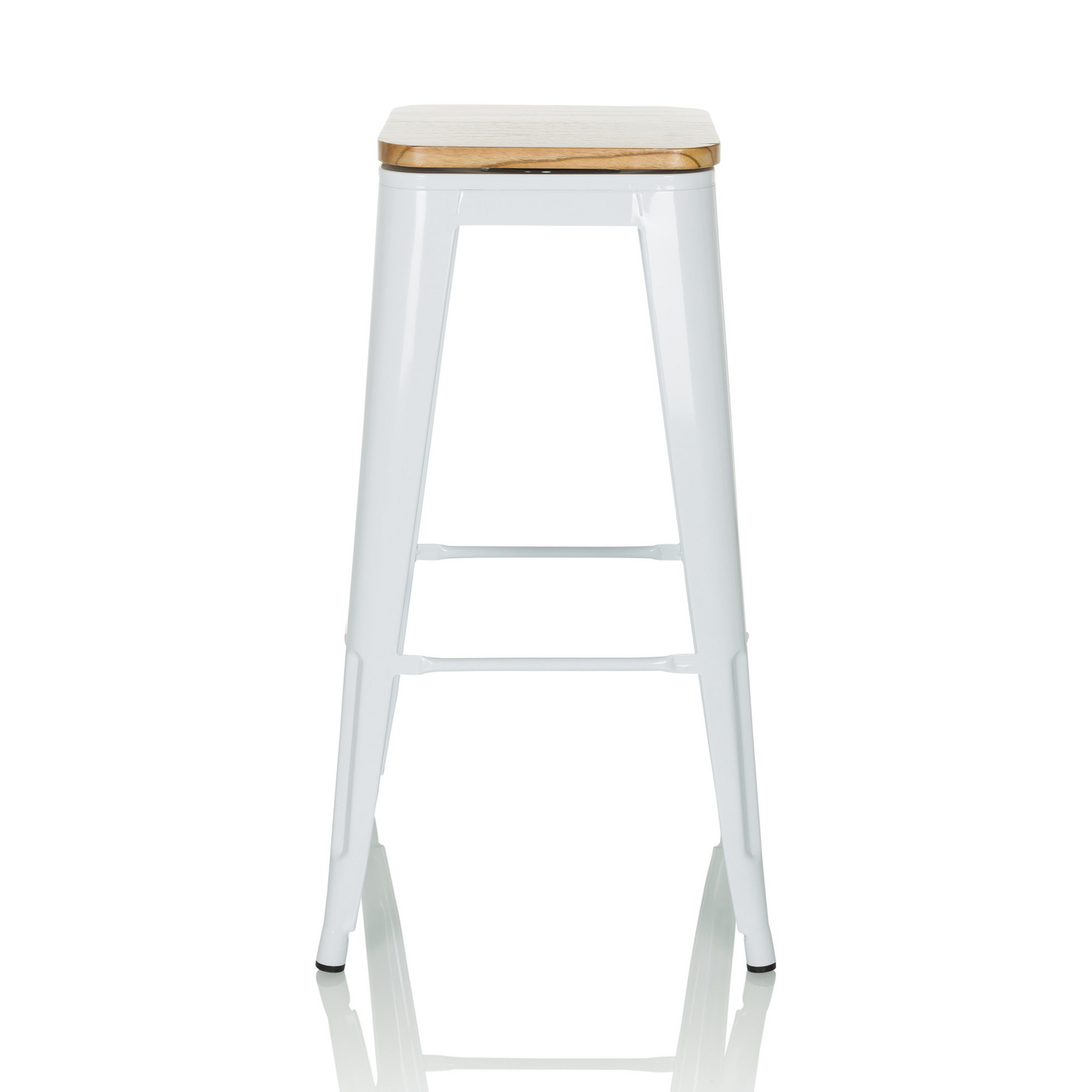 B-grade Hjh Office Vantaggio High Ws Metallic White Seat Real Wood Swivel Bar Stool