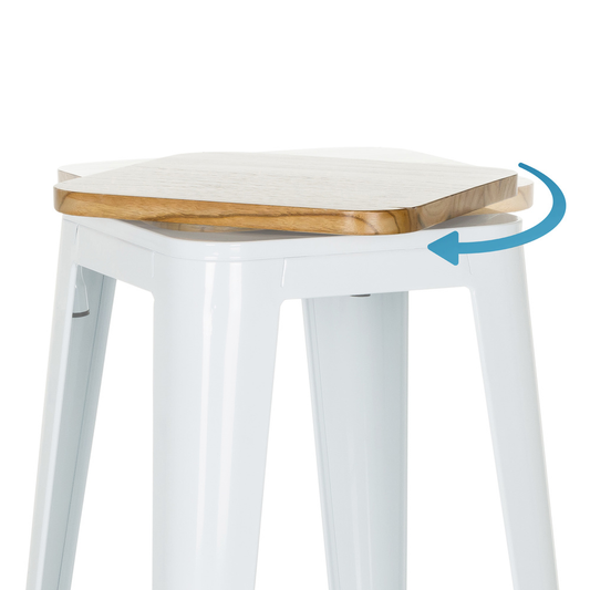 B-grade Hjh Office Vantaggio High Ws Metallic White Seat Real Wood Swivel Bar Stool