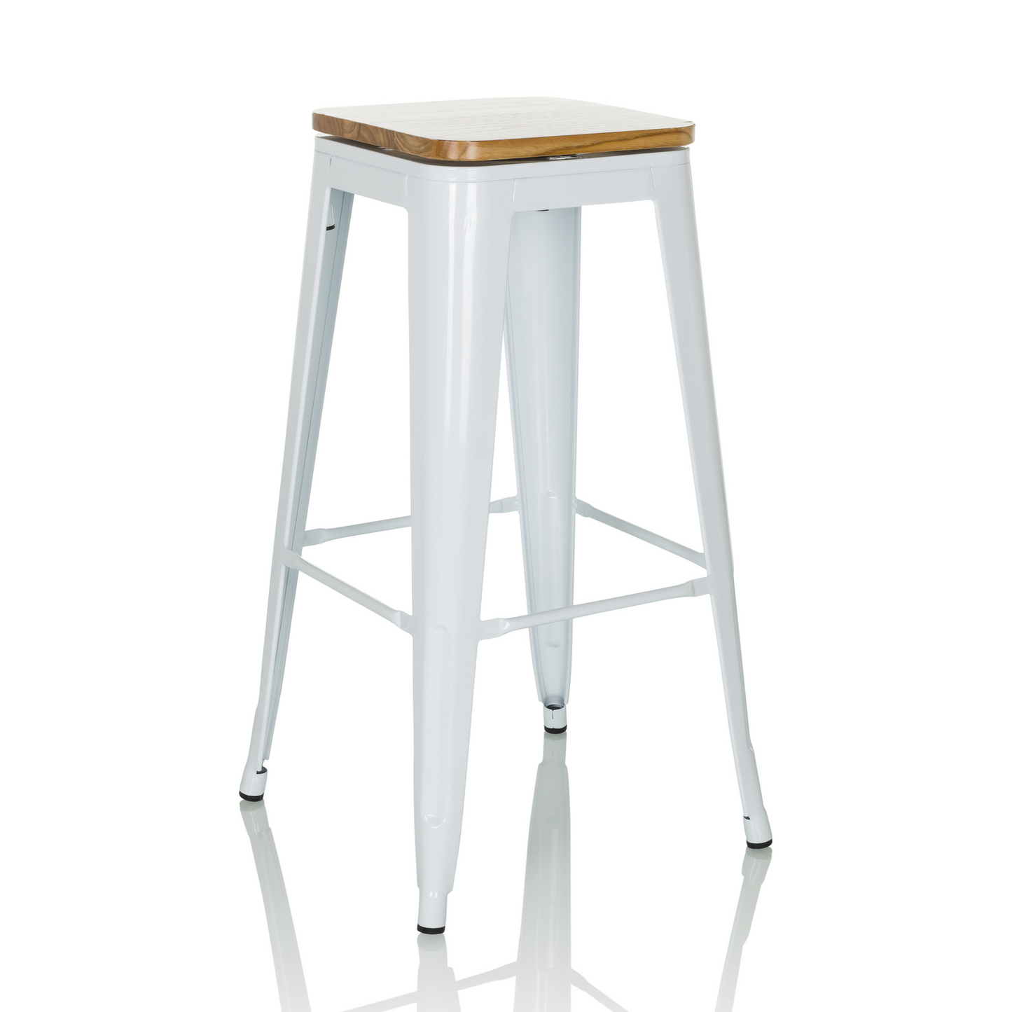 B-grade Hjh Office Vantaggio High Ws Metallic White Seat Real Wood Swivel Bar Stool