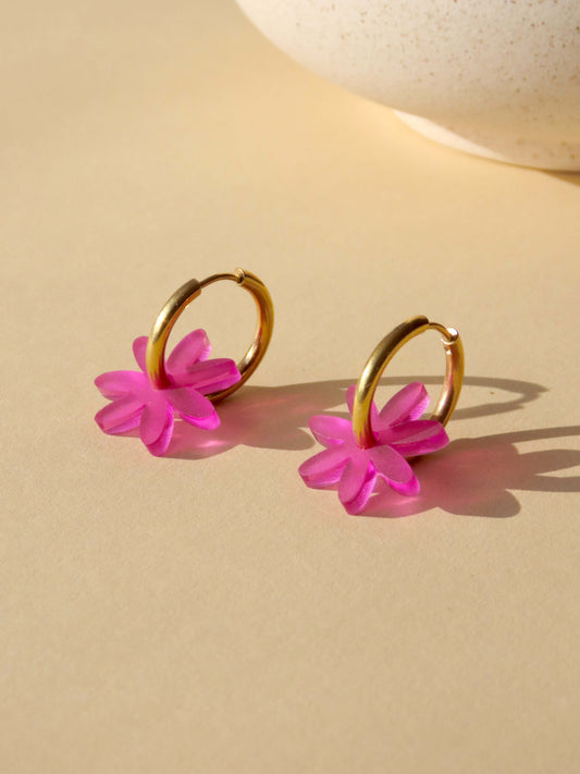 Lila Margarite Edelstahl Hoops