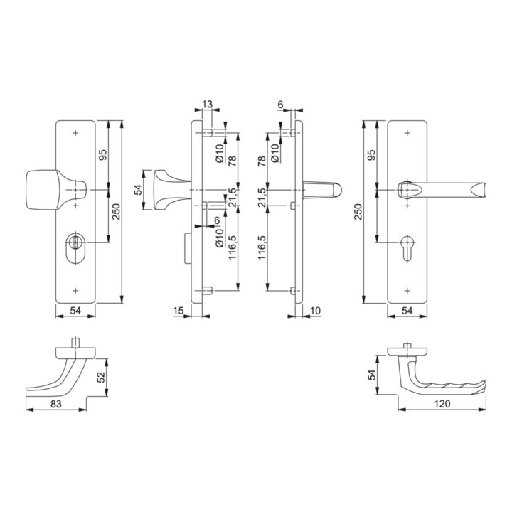 B-grade Hoppe protective fitting set for end doors F4 92mm 67 72mm cylinder cover