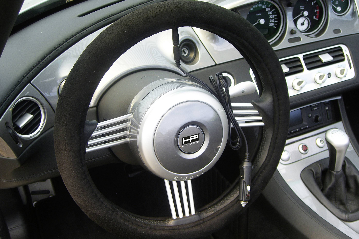 B-flokks HP bílaaukabúnaður með hita, stýrishlíf, 12V, stýrishlíf (ø) 38 cm, svört 