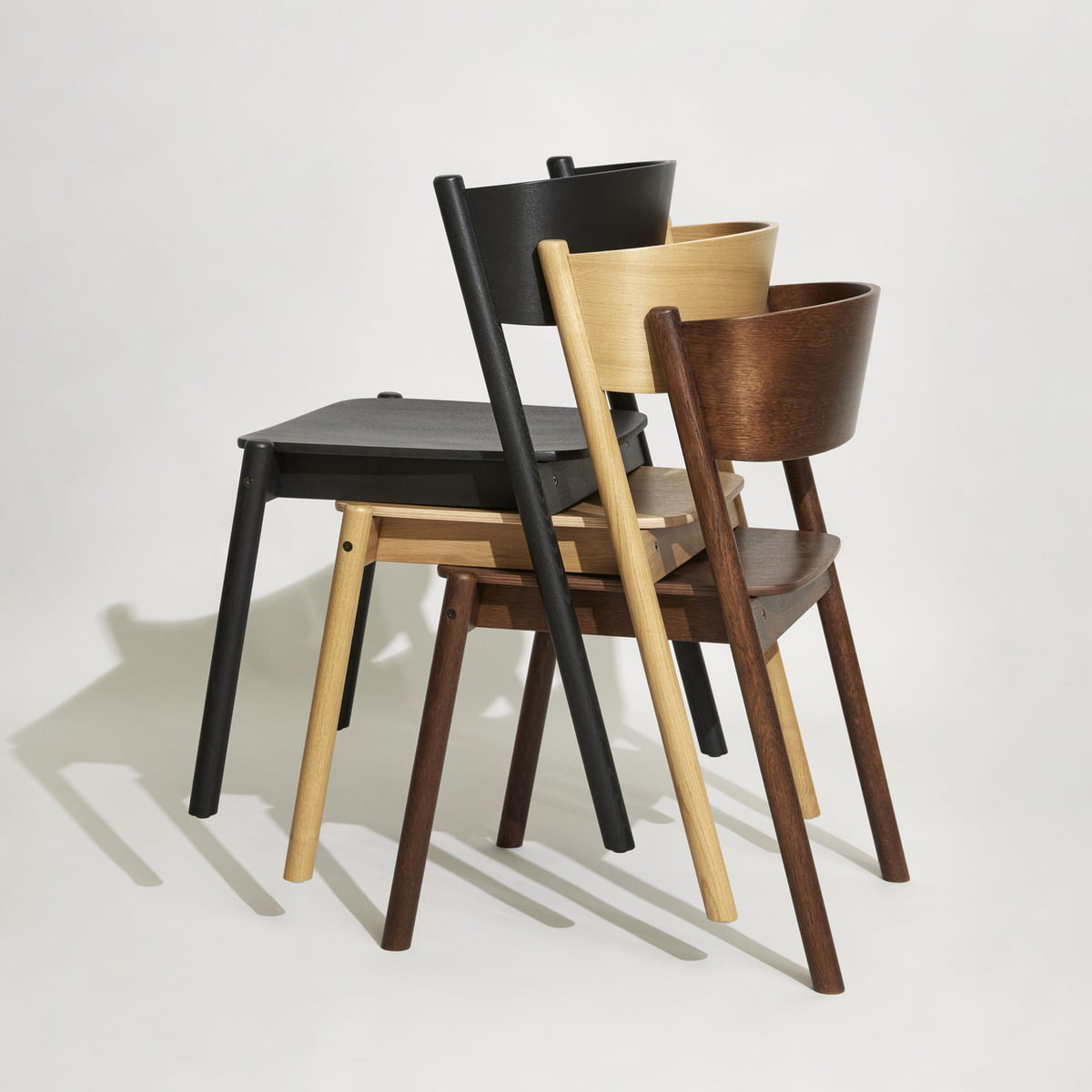 B-flokks Hübsch innanhússstóll, setustofuhúsgögn, sæti, skásett, eik, svart, borðstofustóll