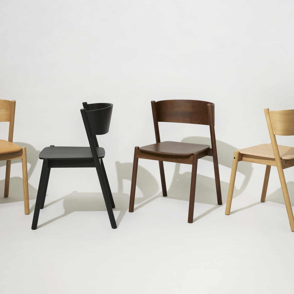 B-flokks Hübsch innanhússstóll, setustofuhúsgögn, sæti, skásett, eik, svart, borðstofustóll