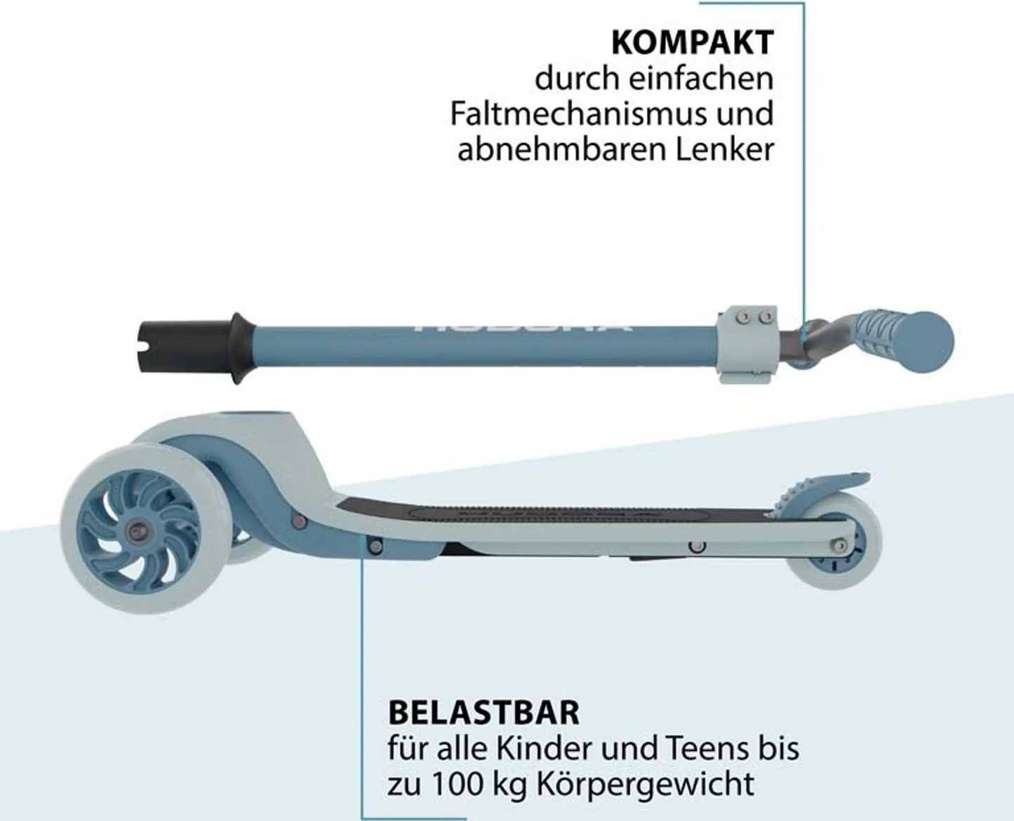 B-Ware Hudora Tri Scooter Roller Kinderfahrzeug Kinderroller Blue Klappmechanismus