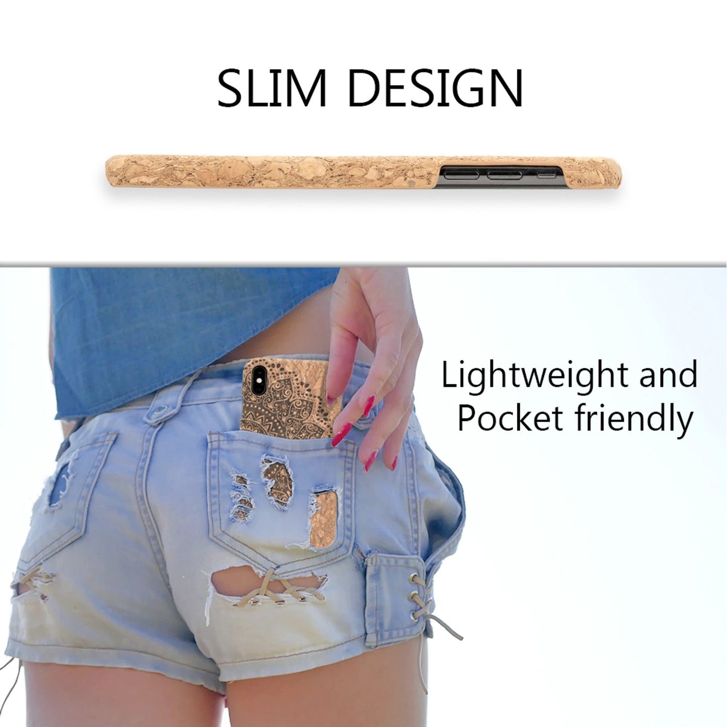 NALIA Kork Hülle für iPhone XS Max, Handyhülle Natur Holz Look Handy-Tasche Case