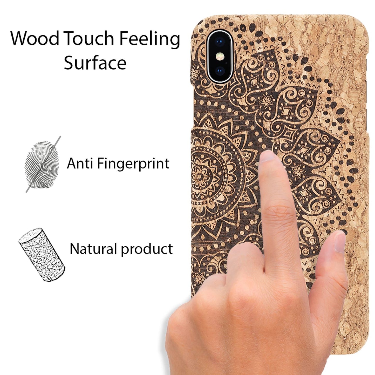 NALIA Kork Hülle für iPhone XS Max, Handyhülle Natur Holz Look Handy-Tasche Case