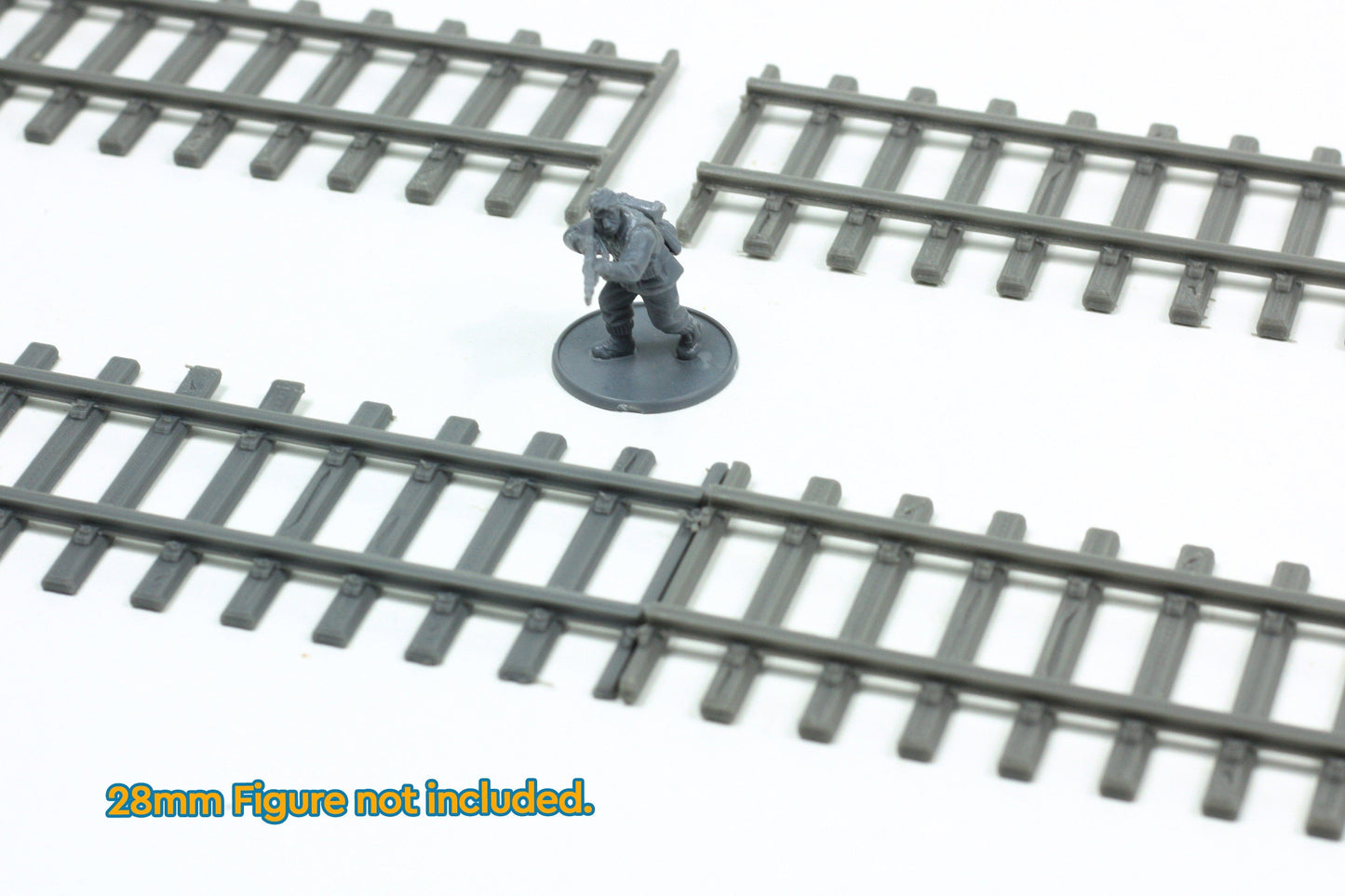 3D Printed 28mm Train Tracks for Wargaming – Curved or Straight Set of 6 | Miniature Terrain