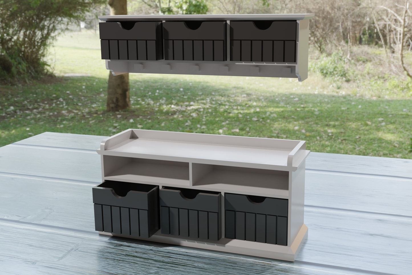 Entryway Wardrobe Set | 1:12 Scale Dollhouse Furniture | 3D Printed Modern Miniature