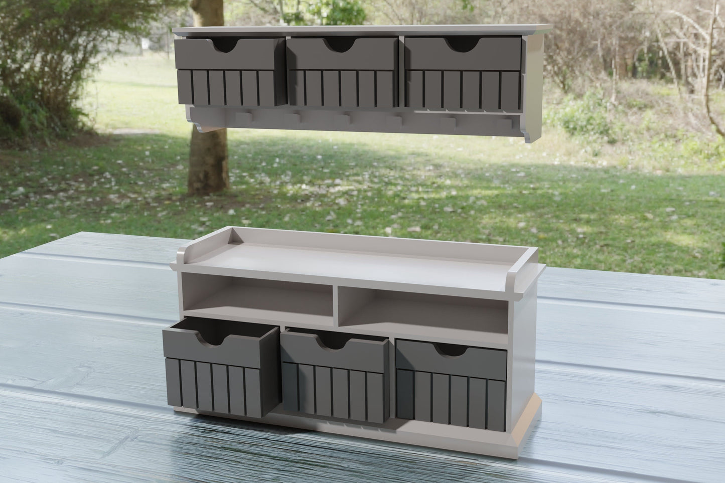 Entryway Wardrobe Set | 1:12 Scale Dollhouse Furniture | 3D Printed Modern Miniature