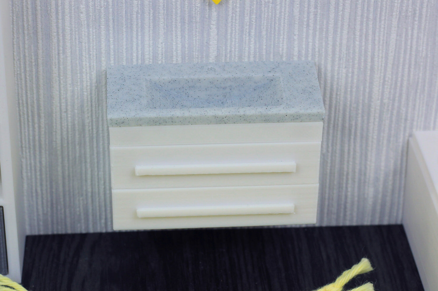 Dollhouse Miniature Marble Sink Cabinet - 1:12 Scale Furniture