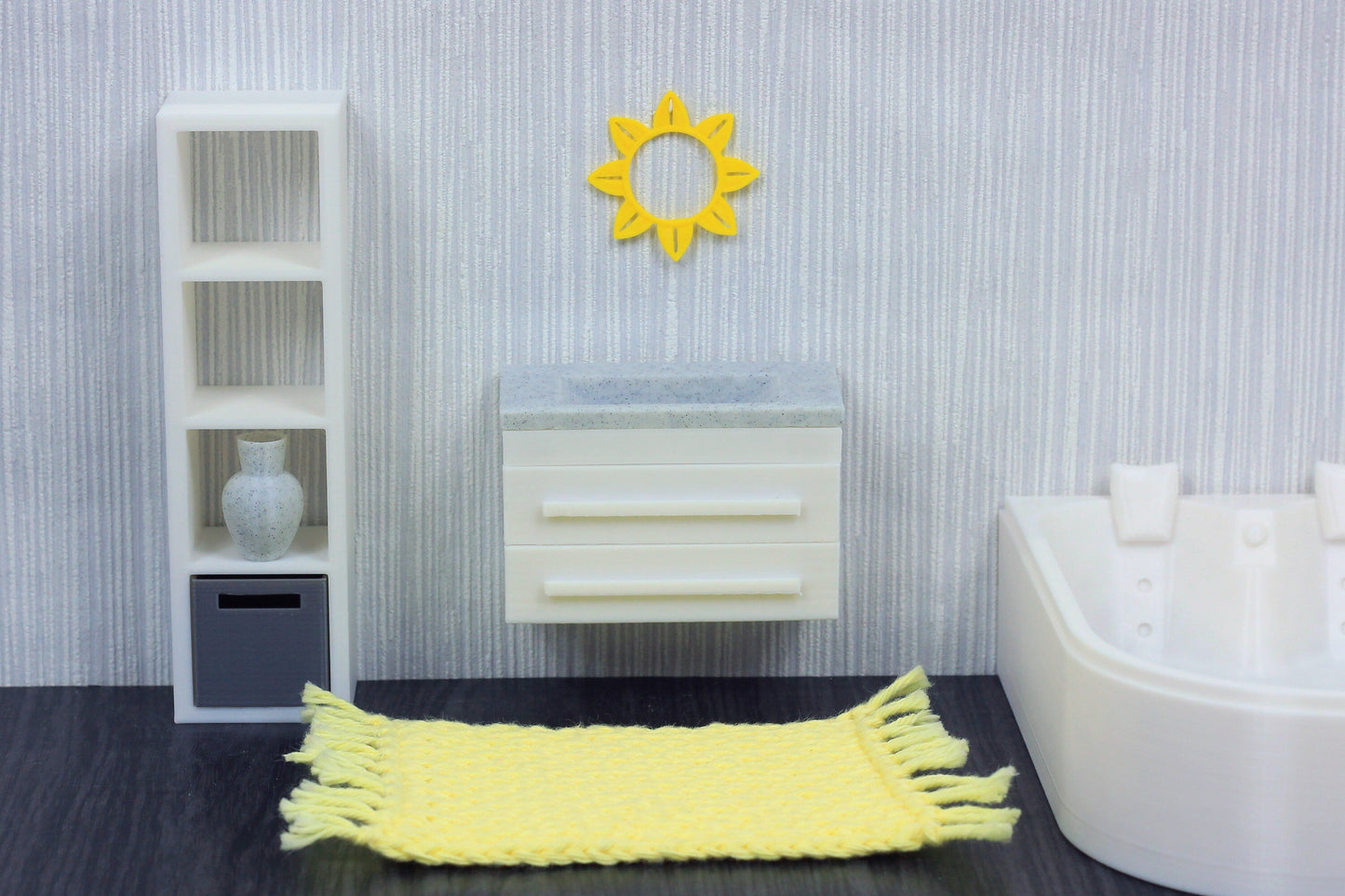 Dollhouse Miniature Marble Sink Cabinet - 1:12 Scale Furniture