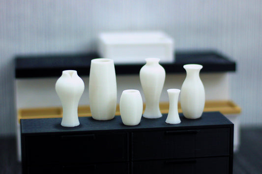 Curvy Dollhouse Vases Set: 1/12 Scale Miniature Furniture
